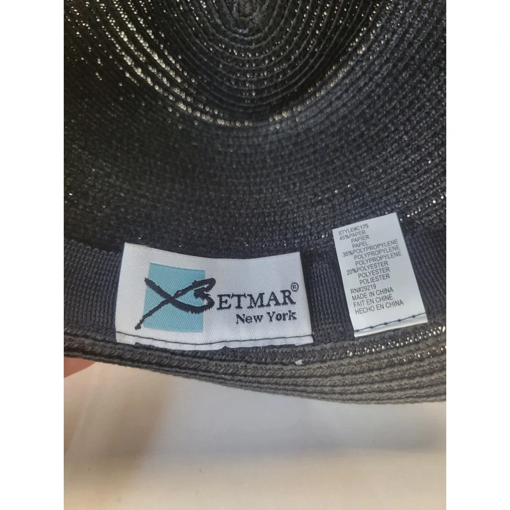 Betmar New York Black Fedora Hat‎ Rhinestone Crystal Accent Style